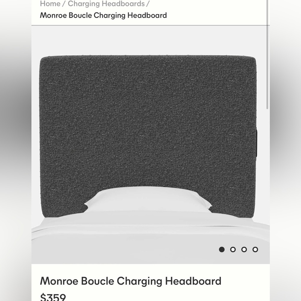 Monroe Boucle charging headboard in color gray Twin/Twin XL From dormify